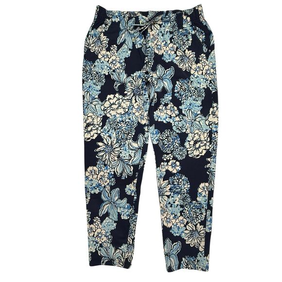 New Lilly Pulitzer Emora Knit Pants in Low Tide Navy Bouquet Large Blue NWOT - Picture 2 of 14